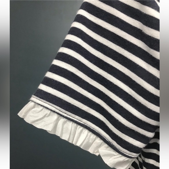 J CREW 100% Cotton Striped Ruffle Navy Blue Sundress Casual Dress S Small 4 6 - Picture 9 of 12